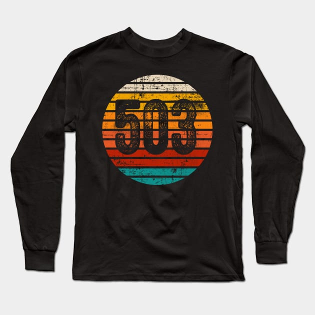 Distressed Vintage Sunset 503 Area Code Long Sleeve T-Shirt by Gold Wings Tees